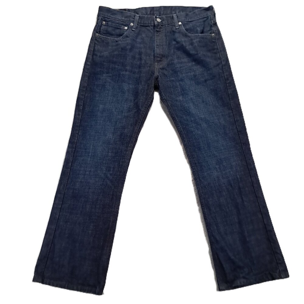 Levis 527 Jeans Men 36x30 Boot Cut Whiskers 100% Cotton Dark Blue Denim Western